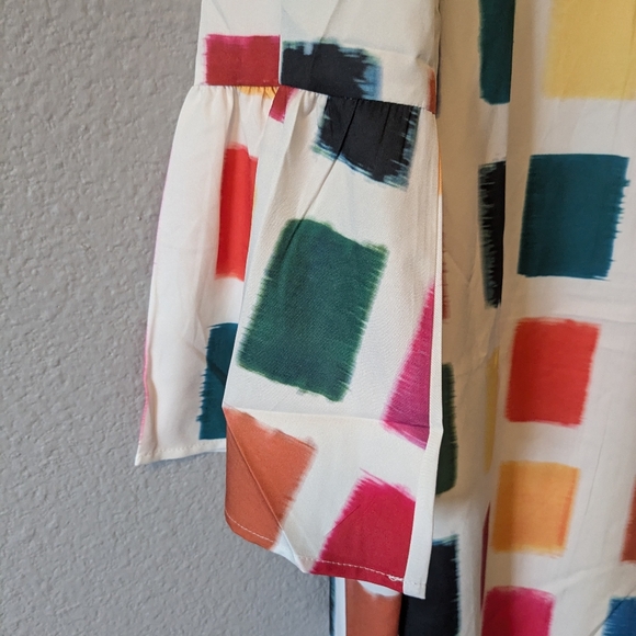 New Long Sleeve Printed Maxi Shift Dress Tunic Style Side Slits Sz.XXL - Picture 9 of 10